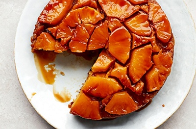 Pineapple, lime and coconut upside-down cake