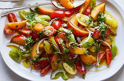 Plum, tomato & coriander salad