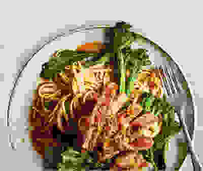 Ponzu Tenderstem with marinated steak & noodles