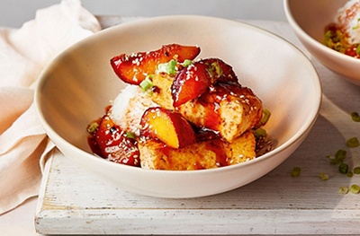 Pressed fried tofu with Sichuan pepper & plums