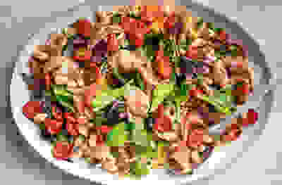 Proscuitto crudo, roasted tomato & bean salad