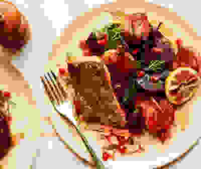 Roast trout with brown butter