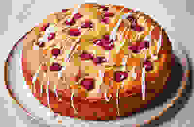 Raspberry, hazelnut & ricotta cake