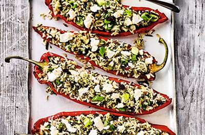 Red rice stuffed peppers
