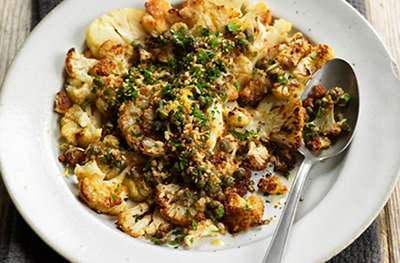 Roast cauliflower with anchovies and capers