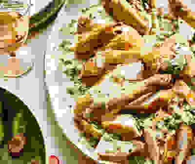 Roast chicken with herby mustard sauce