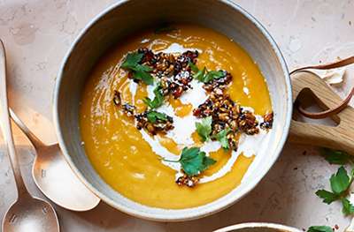 The best roasted miso squash & sweet potato soup