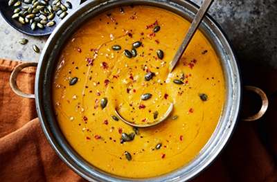 Roasted squash & chickpea soup