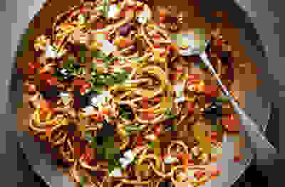 Sardine, Tomato & Black Olive Spaghetti With Feta Recipe | Waitrose &  Partners