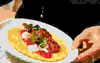 Spicy prawn tacos with rhubarb & Scotch bonnet salsa