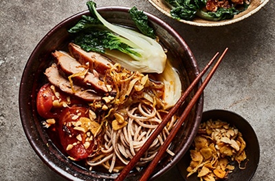 Spicy pulled pork broth with noodles