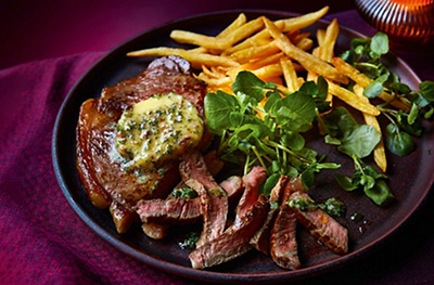 Steak frites with tarragon butter