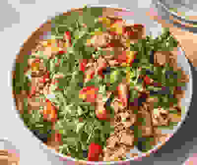 Strawberry and halloumi salad