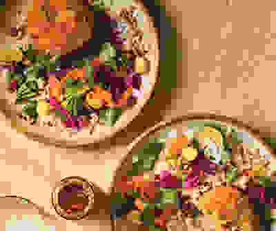 Thai-style fishcakes with rainbow salad