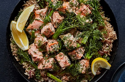 Salmon & broccoli pilaf