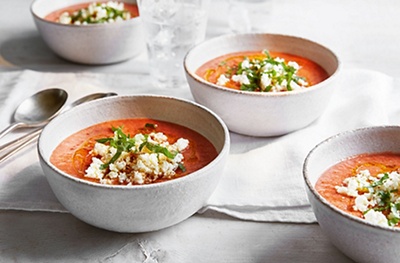 Tomato kachumber gazpacho with soft paneer 