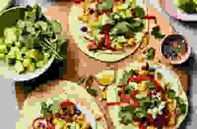 Traybake black bean & avocado tostadas