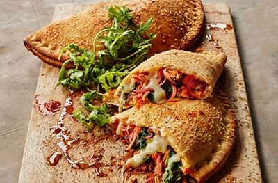 Tuna, spinach & chargrilled vegetable calzone 