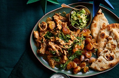 Turkey shawarma with quick-pickled sprouts