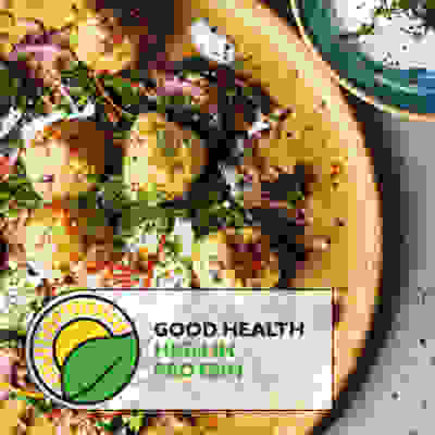 Chicken meatballs with rice, dill & orange