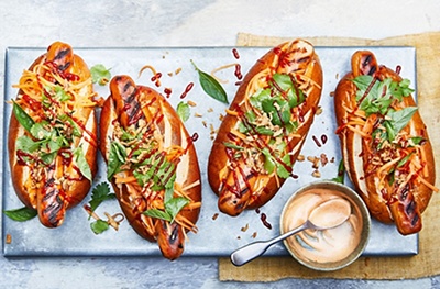 Vietnamese-inspired hot dogs