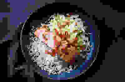 Wild Alaskan salmon with stir-fried cabbage