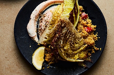 Zaatar-roasted Savoy cabbage & fruity Moroccan couscous