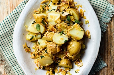New potatoes with preserved lemon & almonds